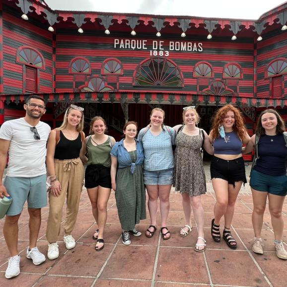 a group of world language students pose in puerto rico