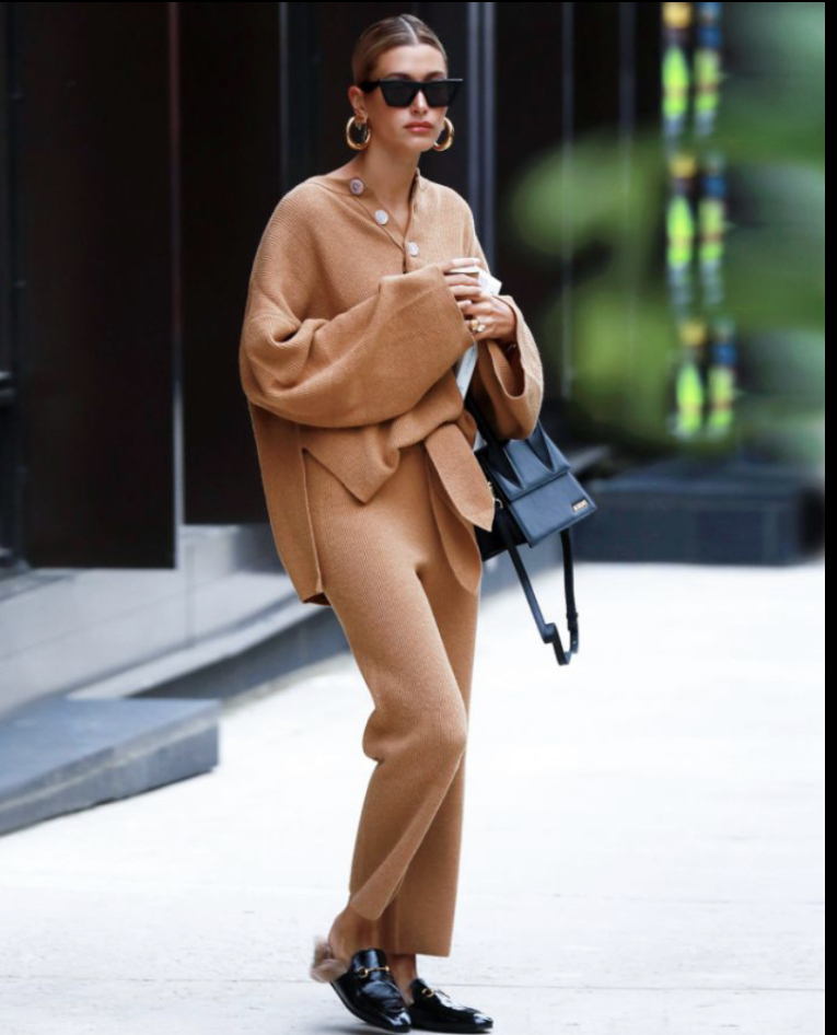 camel colored outfit