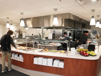 Food being served in one of Mercyhurst's dining halls. 