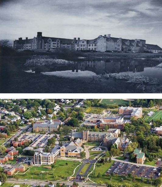 mercyhurst old main 1926 and old main current photo