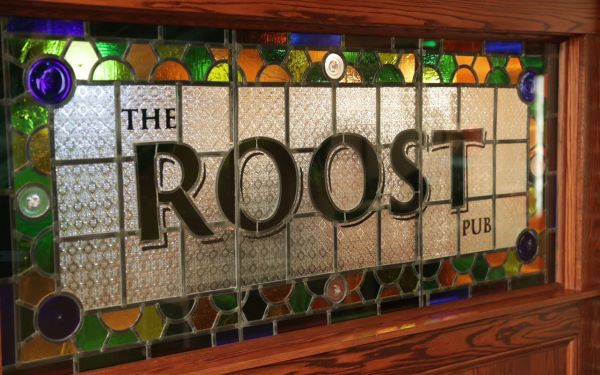 The Roost Pub stained glass