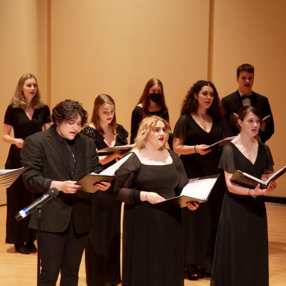 students singing in a choir