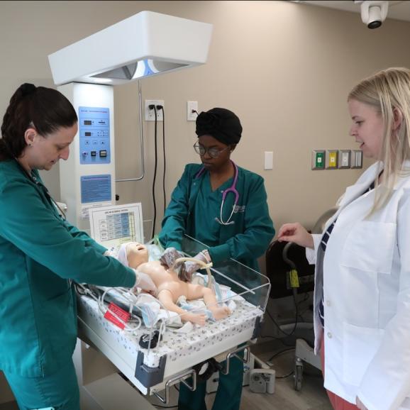 Nursing students in lab