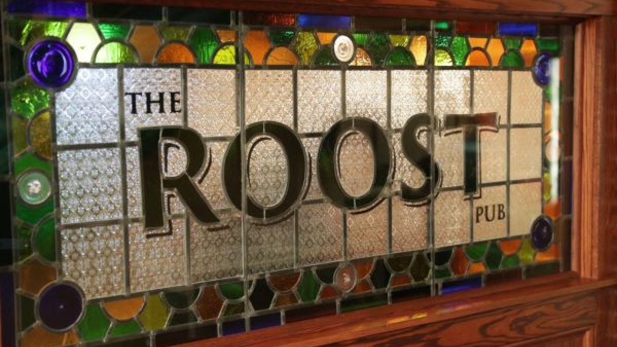 The Roost Pub stained glass