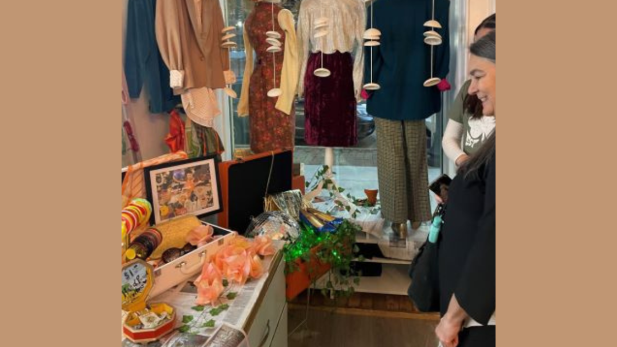 Mercyhurst University fashion students set up displays