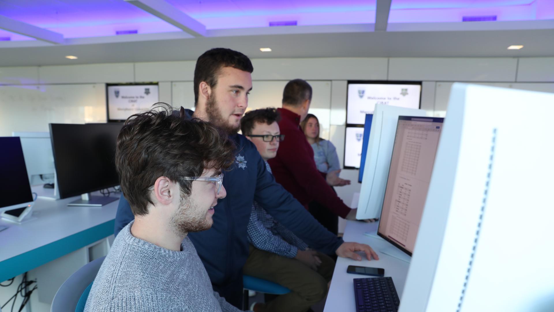 students working in a computer lab