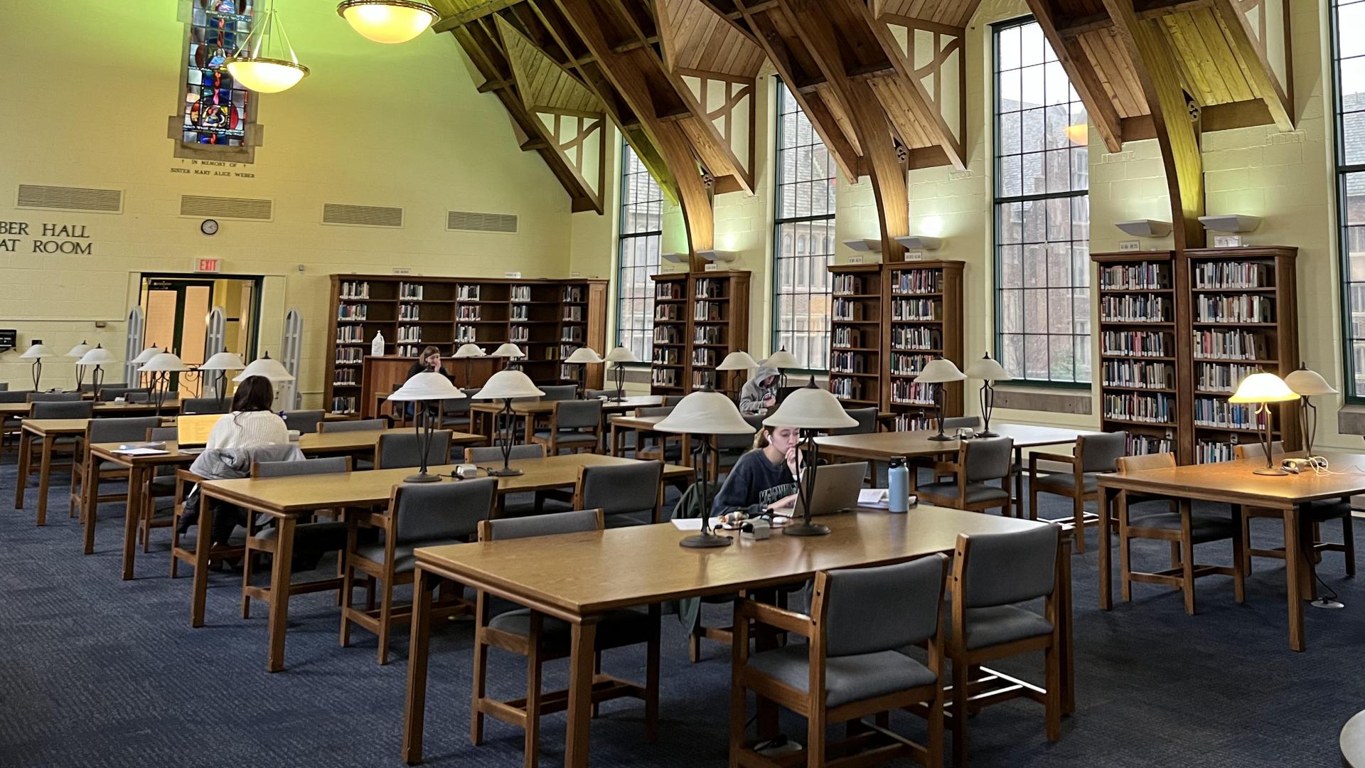 Students studying in the library