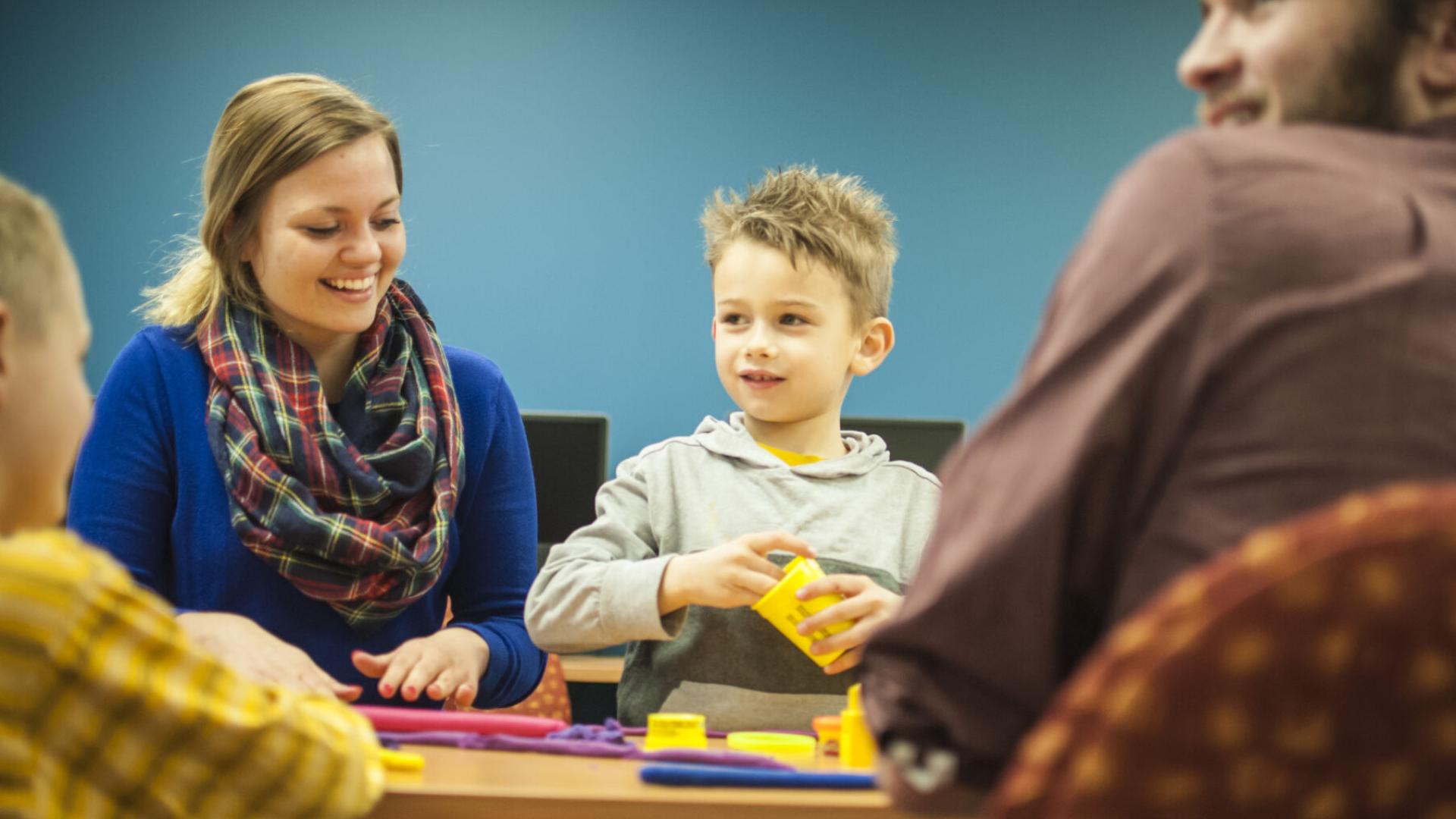 Psychology students interacting with patients