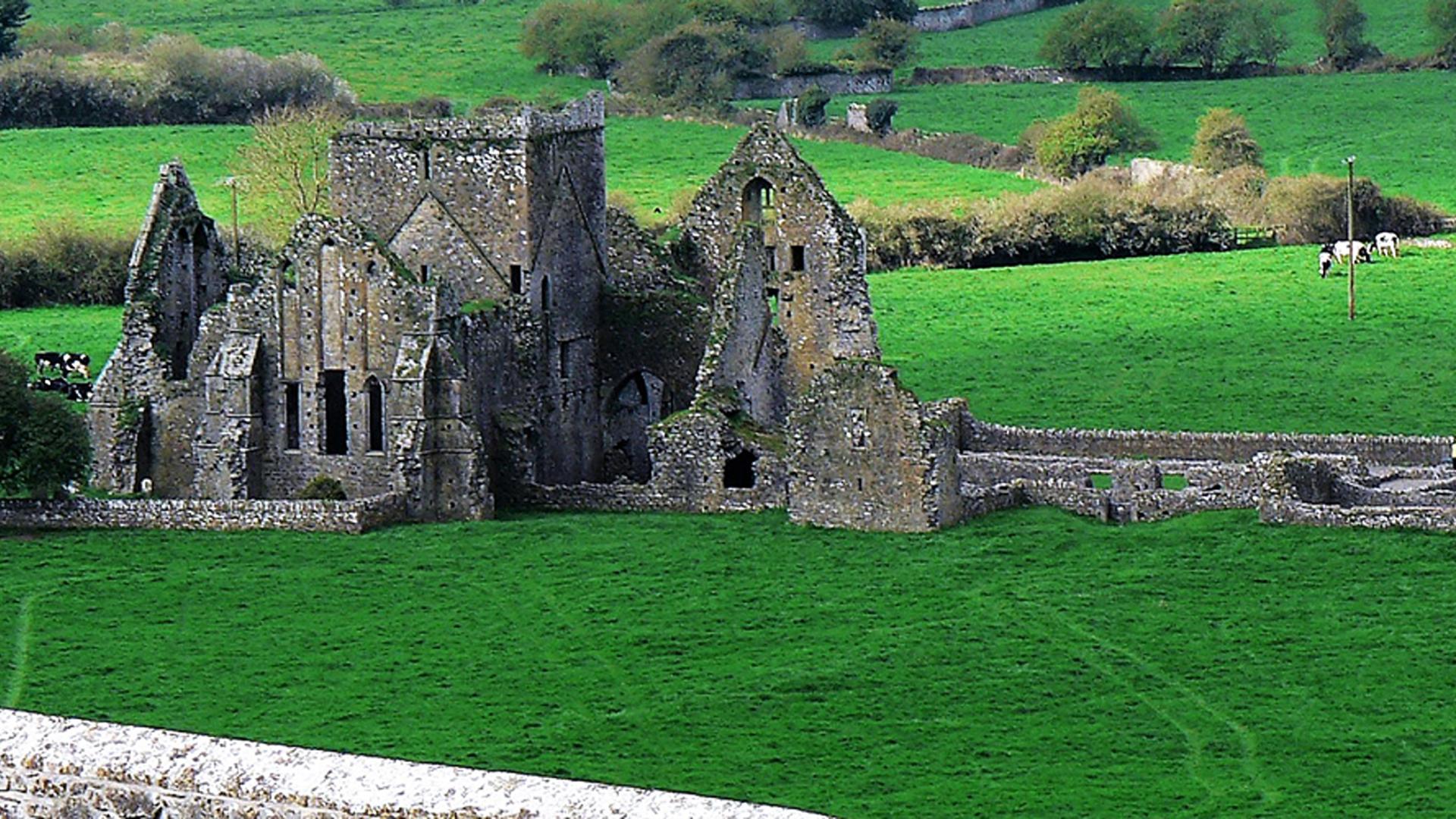 Landscape in Ireland showing castle