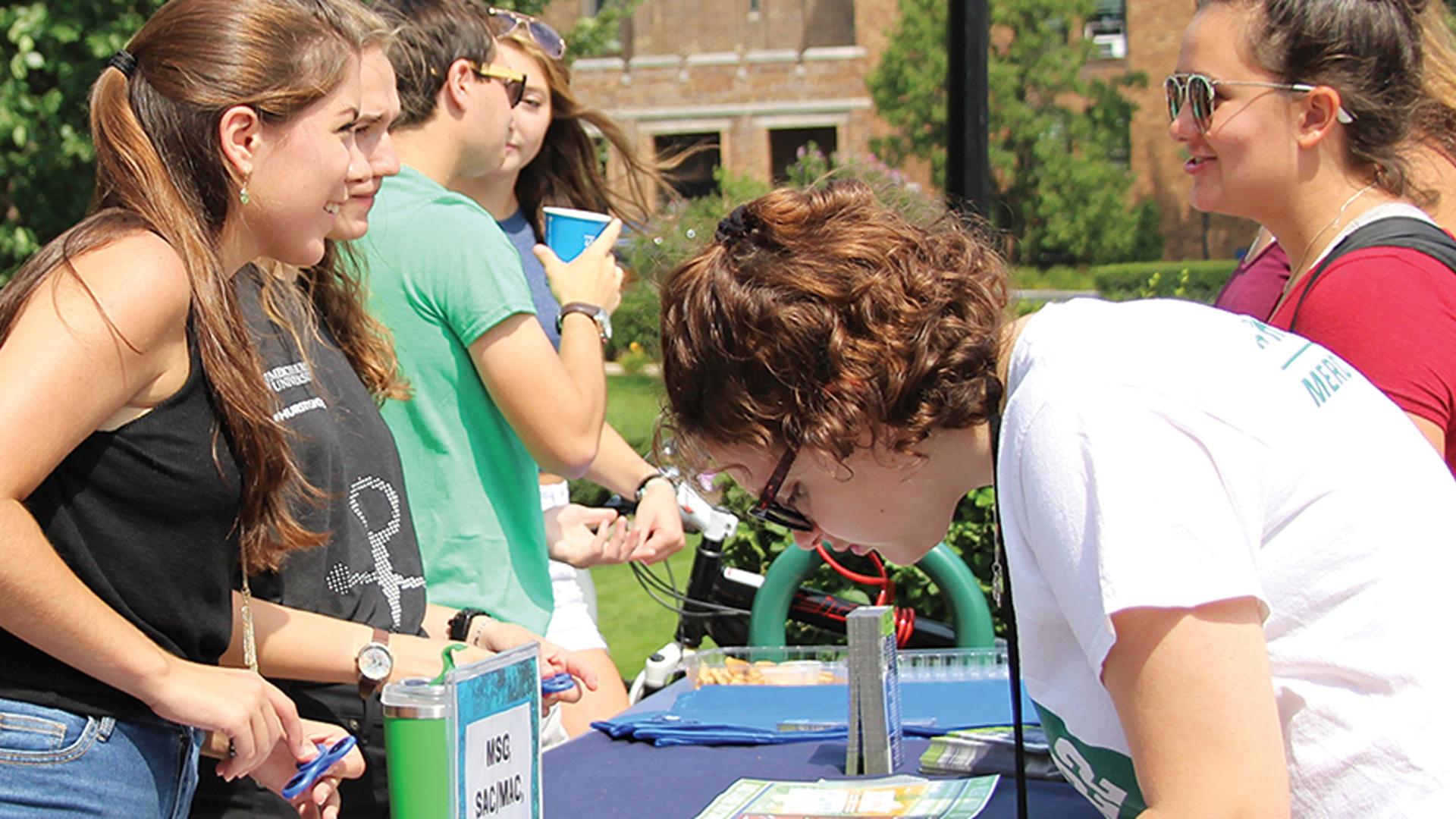 Students signing up for organizations