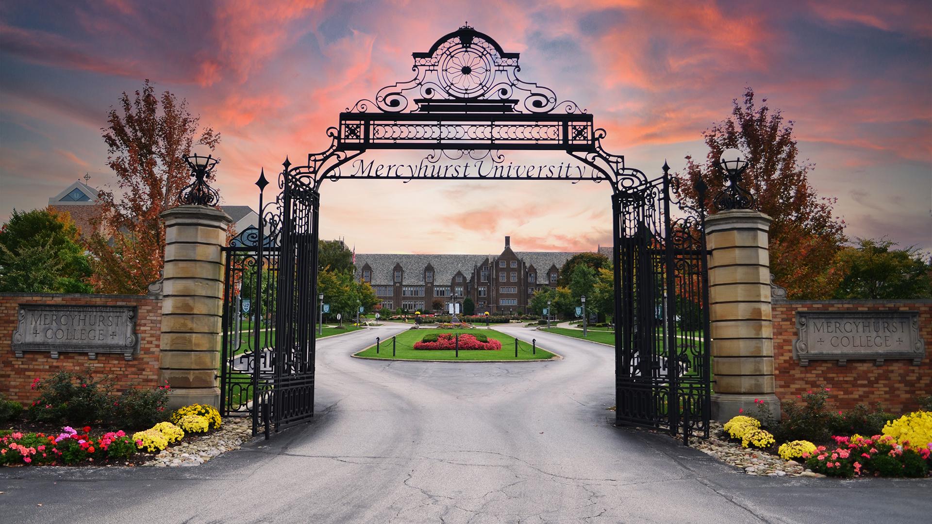 Mercyhurst gates sunrise