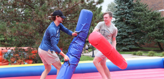 Students Play Fighting with large pillows