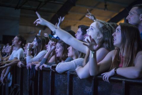 a crowd of mercyhurst students at SpringFest