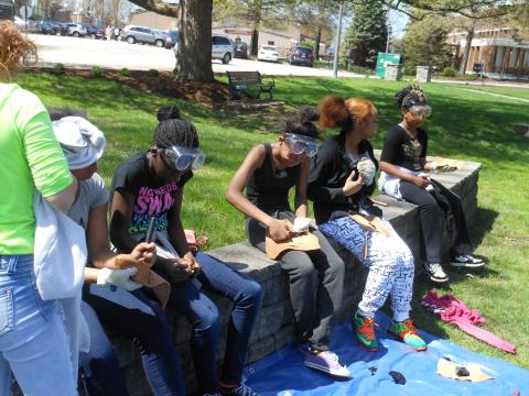 Anthropology students completing hands-on work