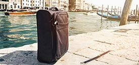 Luggage sitting on boat dock