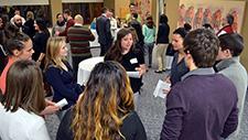 Students gathered at a networking event