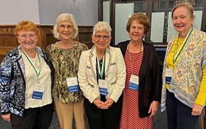 Alumni gathering in Mercy Heritage Room