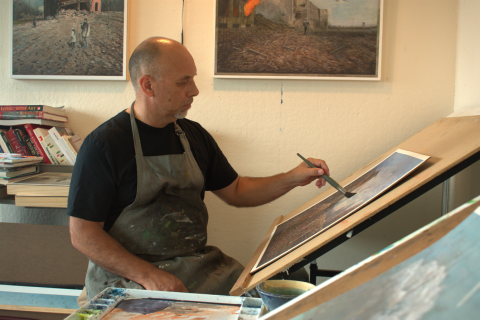 Fortushniak painting in studio
