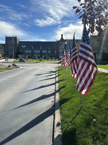 American flags Old Main