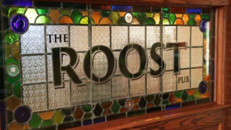 The Roost Pub stained glass