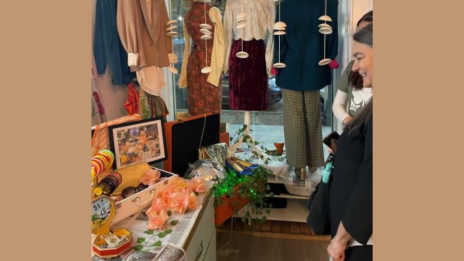 Mercyhurst University fashion students set up displays