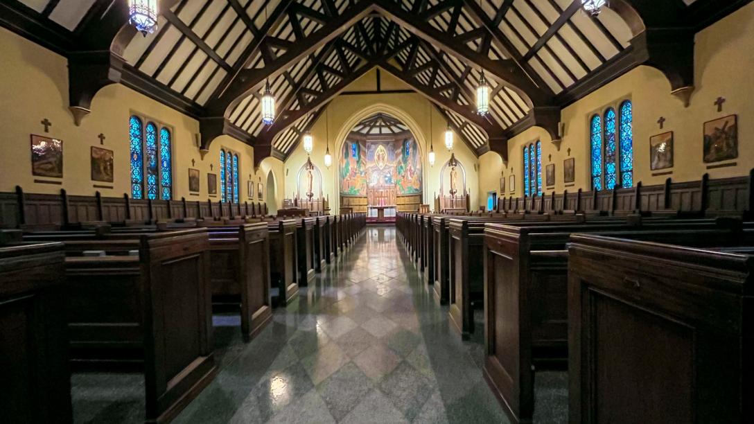 Aisle view of Christ the King Chapel