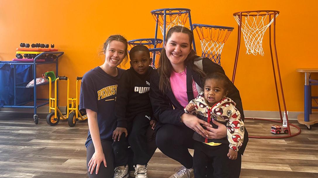 Student with kids