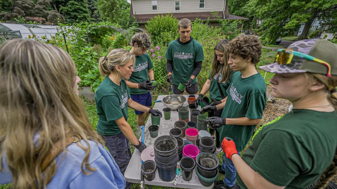Students on Day of Service Participating in community engagement