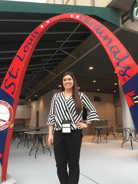 a female student at an academic conference