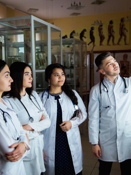 group of medical students examine xrays