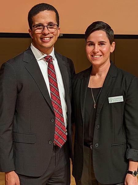 Elizabeth Pyne and Speaker posing for a photo