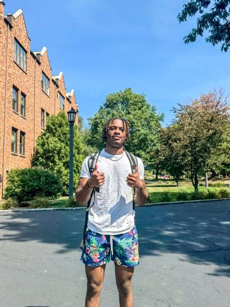 Student outdoors on campus